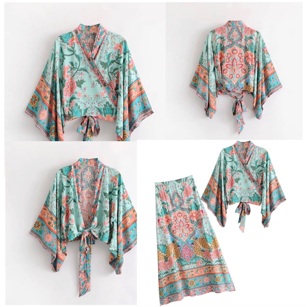 Lotus Wrap Style Kimono Crop Top - Picture 7 of 8